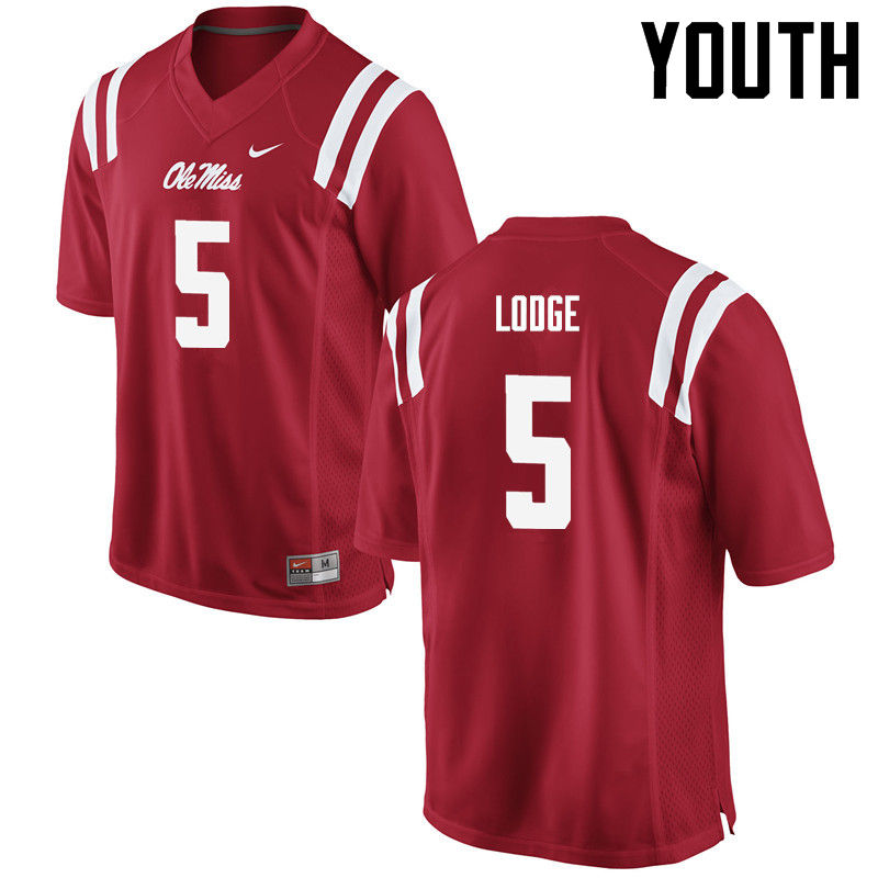 DaMarkus Lodge Ole Miss Rebels NCAA Youth Red #5 Stitched Limited College Football Jersey DFO6358CC